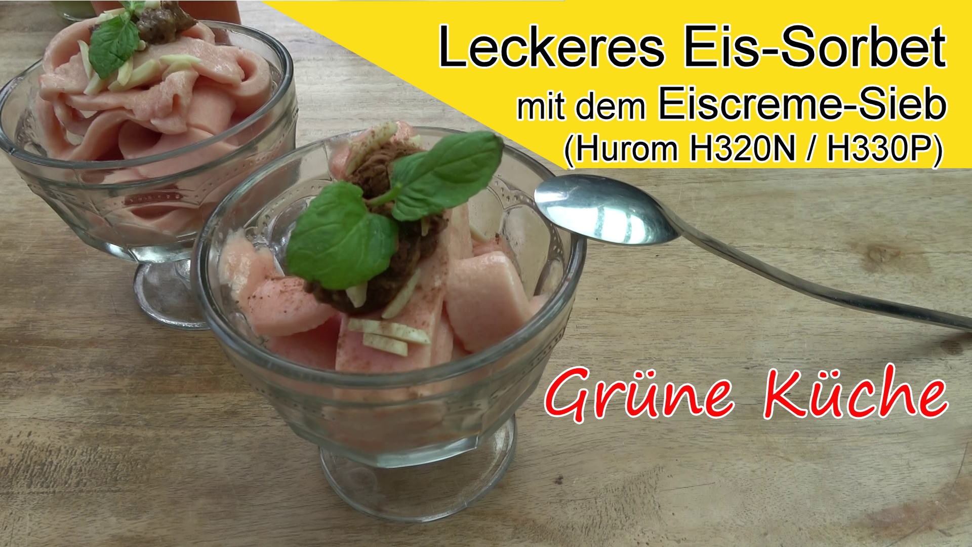 Bananen Wassermelonen Eis-Sorbet mit dem Eiscreme-Sieb ( Hurom H320N & H330P )